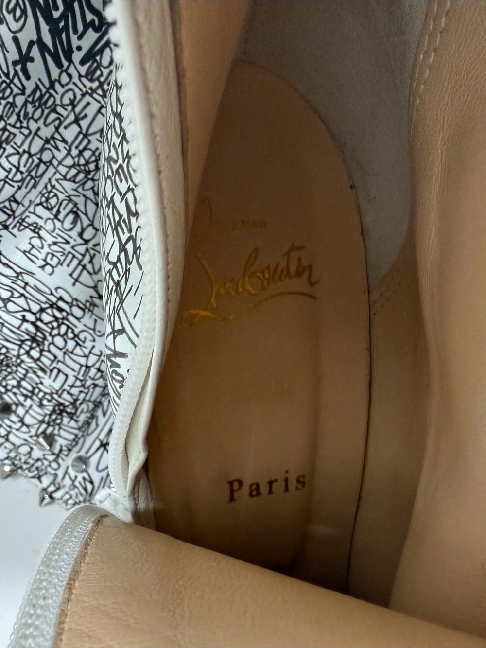 Christian Louboutin White Graffiti Spiked Over-The-Knee Boots Size 40 or 9. - Picture 14 of 16